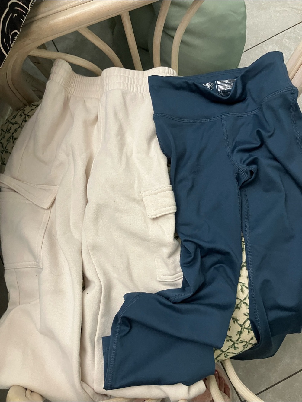 The Children's Place Cream Cargo Sweatpants & Navy Active Leggings